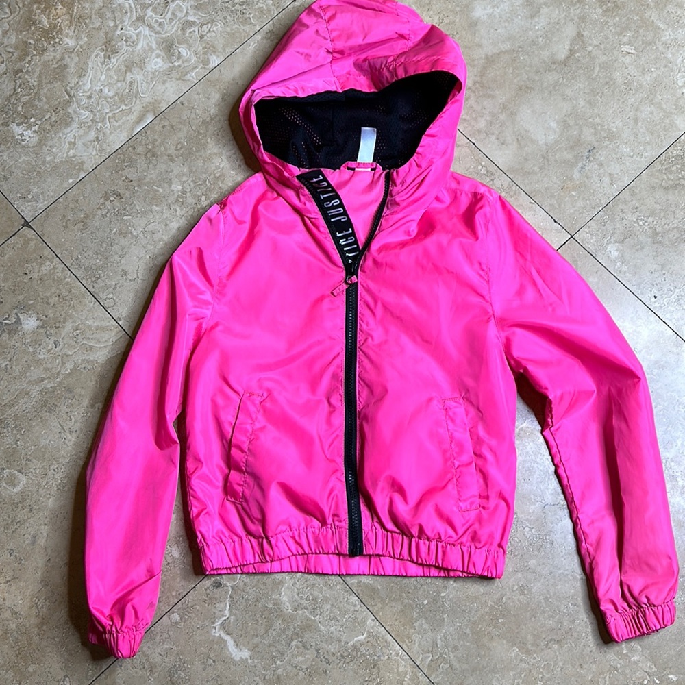 Justice girls hot pink windbreaker jacket